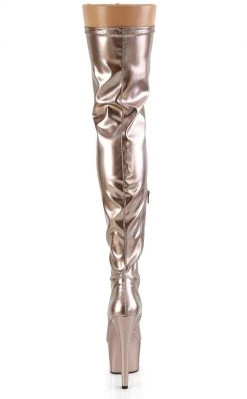 Pleaser ADORE-3000 Rose Gold Holo Thigh High Boots Pole Shoes