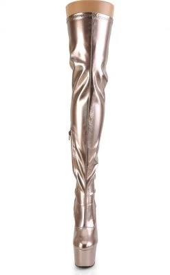 Pleaser ADORE-3000 Rose Gold Holo Thigh High Boots Pole Shoes