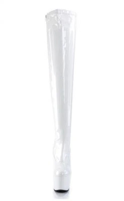 Pleaser ADORE-3000 White Thigh High Boots Pole Shoes