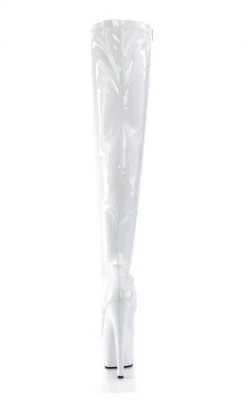 Pleaser ADORE-3000 White Thigh High Boots Pole Shoes