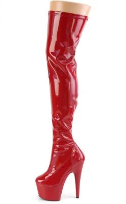 Pleaser ADORE-3000HWR Red Hologram Thigh High Boots Pole Shoes