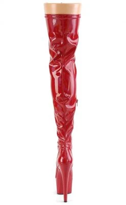 Pleaser ADORE-3000HWR Red Hologram Thigh High Boots Pole Shoes