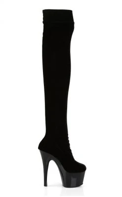Pleaser Sale ADORE-3002 Black Velvet Thigh High Boots (AU Stock)