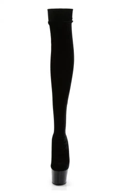 Pleaser Pole Shoes ADORE-3002 Black Velvet Thigh High Boots