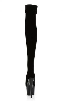 Pleaser Pole Shoes ADORE-3002 Black Velvet Thigh High Boots