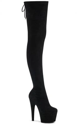 Pleaser ADORE-3008 Black Faux Suede Thigh High Boots Pole Shoes