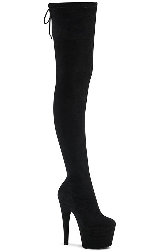 Pleaser ADORE-3008 Black Faux Suede Thigh High Boots Pole Shoes 3 Pleaser ADORE-3008 Black Faux Suede Thigh High Boots Pole Shoes