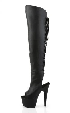 Pleaser ADORE-3019 Black / Black Matte Thigh High Boots