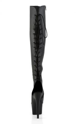 Pleaser ADORE-3019 Black / Black Matte Thigh High Boots