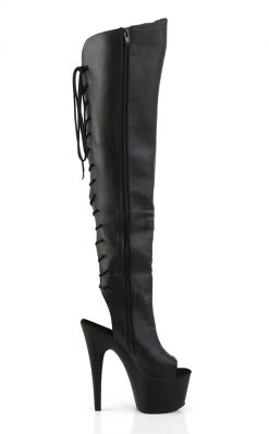 Pleaser ADORE-3019 Black / Black Matte Thigh High Boots
