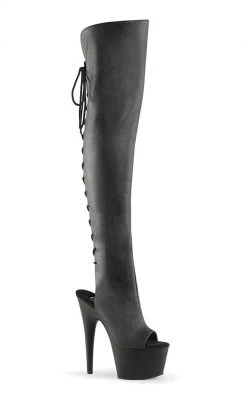 Pleaser ADORE-3019 Black / Black Matte Thigh High Boots