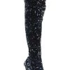 Pleaser Pole Shoes ADORE-3020 Black Sequin Thigh High Boots
