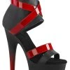 Pleaser ADORE-700-15 Red & Black Booties