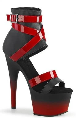 Pleaser ADORE-700-15 Red & Black Booties