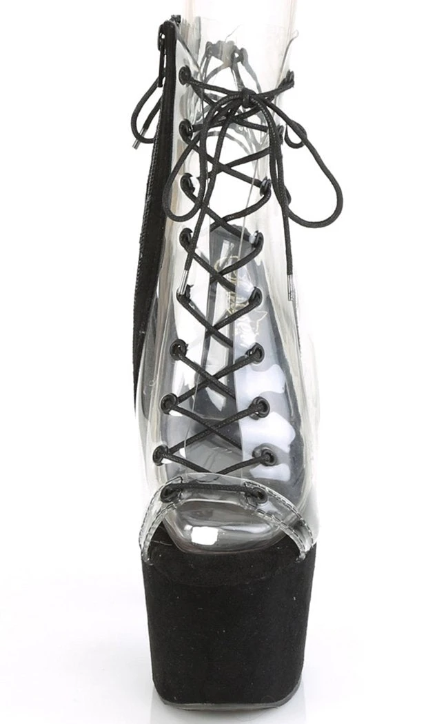 Pleaser Pole Shoes ADORE-700-30FS Black/Clear Faux Suede Heels 4 Pleaser Pole Shoes ADORE-700-30FS Black/Clear Faux Suede Heels