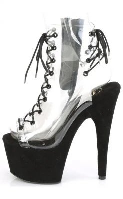 Pleaser Pole Shoes ADORE-700-30FS Black/Clear Faux Suede Heels 9 Pleaser Pole Shoes ADORE-700-30FS Black/Clear Faux Suede Heels