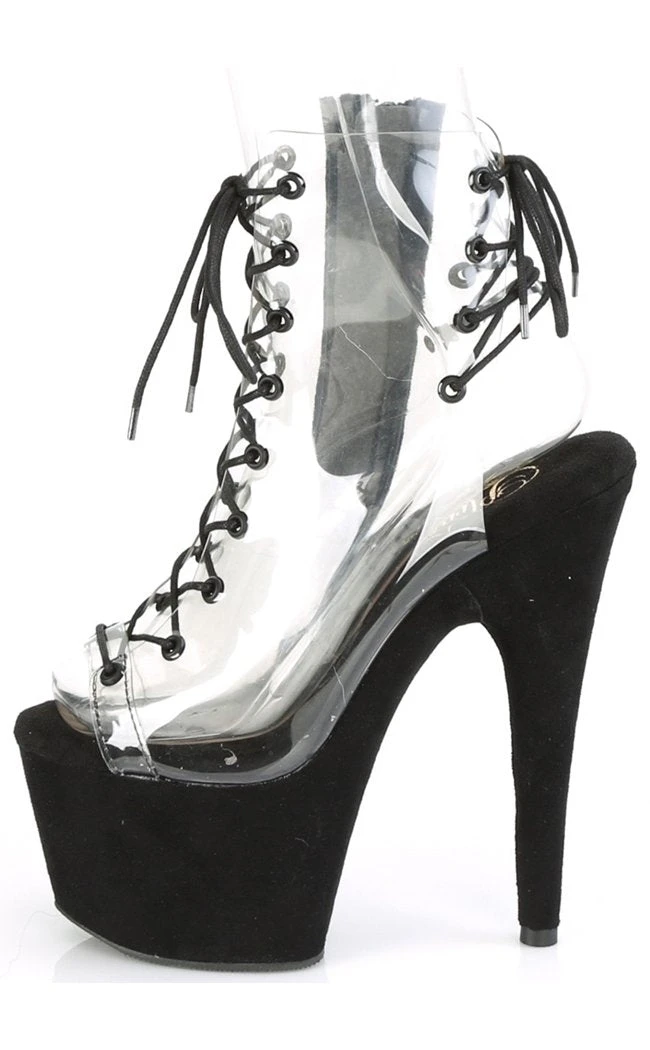Pleaser Pole Shoes ADORE-700-30FS Black/Clear Faux Suede Heels 5 Pleaser Pole Shoes ADORE-700-30FS Black/Clear Faux Suede Heels