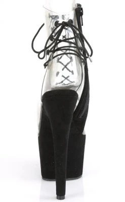 Pleaser Pole Shoes ADORE-700-30FS Black/Clear Faux Suede Heels 10 Pleaser Pole Shoes ADORE-700-30FS Black/Clear Faux Suede Heels