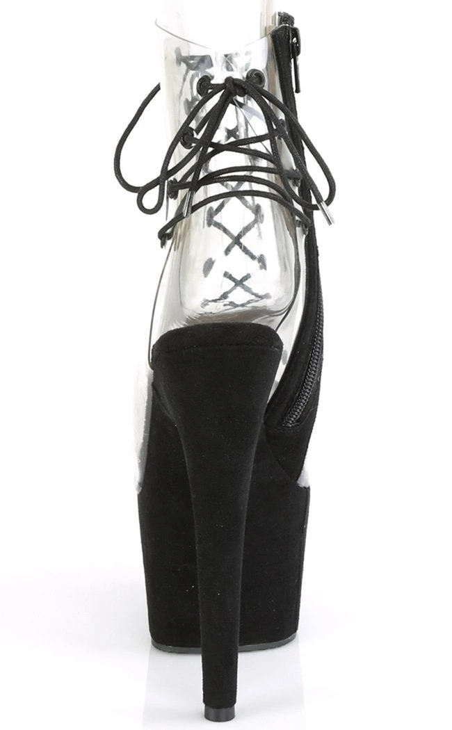 Pleaser Pole Shoes ADORE-700-30FS Black/Clear Faux Suede Heels 6 Pleaser Pole Shoes ADORE-700-30FS Black/Clear Faux Suede Heels