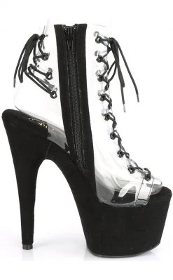 Pleaser Pole Shoes ADORE-700-30FS Black/Clear Faux Suede Heels 11 Pleaser Pole Shoes ADORE-700-30FS Black/Clear Faux Suede Heels