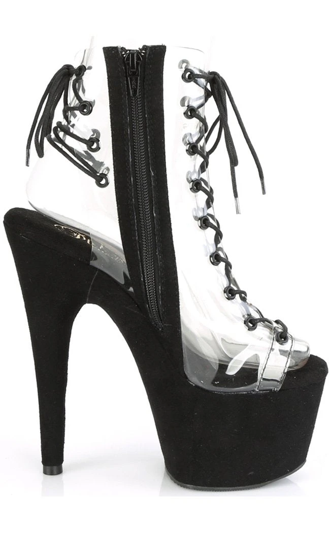Pleaser Pole Shoes ADORE-700-30FS Black/Clear Faux Suede Heels 7 Pleaser Pole Shoes ADORE-700-30FS Black/Clear Faux Suede Heels