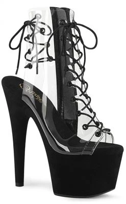 Pleaser Pole Shoes ADORE-700-30FS Black/Clear Faux Suede Heels