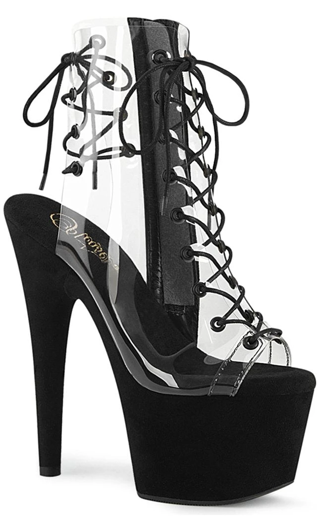 Pleaser Pole Shoes ADORE-700-30FS Black/Clear Faux Suede Heels 3 Pleaser Pole Shoes ADORE-700-30FS Black/Clear Faux Suede Heels