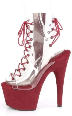 Pleaser ADORE-700-30FS Burgundy/Clear Faux Suede Heels