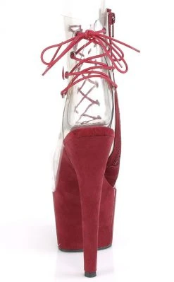 Pleaser ADORE-700-30FS Burgundy/Clear Faux Suede Heels