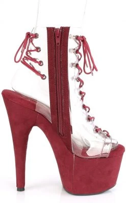 Pleaser ADORE-700-30FS Burgundy/Clear Faux Suede Heels