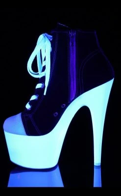 Pleaser Pole Shoes ADORE-700SK-02 Black UV White Sneaker Heels