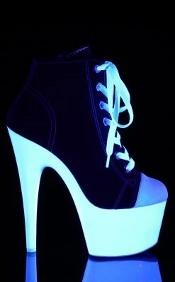 Pleaser Pole Shoes ADORE-700SK-02 Black UV White Sneaker Heels