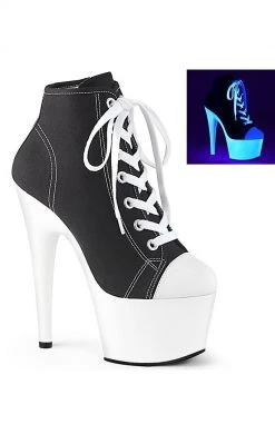 Pleaser Pole Shoes ADORE-700SK-02 Black UV White Sneaker Heels