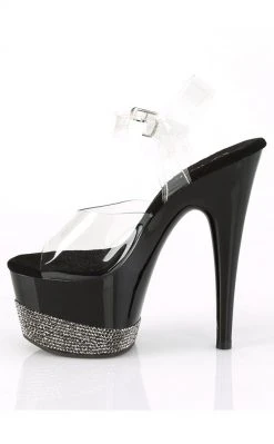 Pleaser ADORE-708-3 Black & Pewter Rhinestone Heels