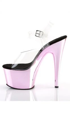 Pleaser ADORE-708 Clear & Baby Pink Chrome Heels