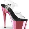 Pleaser ADORE-708 Clear & Baby Pink Chrome Heels 2 Pleaser ADORE-708 Clear & Baby Pink Chrome Heels