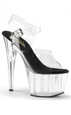 Pleaser Pole Shoes ADORE-708 Clear & Black Heels