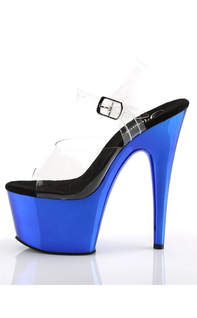 Pleaser Pole Shoes ADORE-708 Clear & Blue Chrome Heels 5 Pleaser Pole Shoes ADORE-708 Clear & Blue Chrome Heels