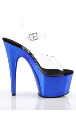 Pleaser Pole Shoes ADORE-708 Clear & Blue Chrome Heels 11 Pleaser Pole Shoes ADORE-708 Clear & Blue Chrome Heels