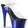 Pleaser Pole Shoes ADORE-708 Clear & Blue Chrome Heels