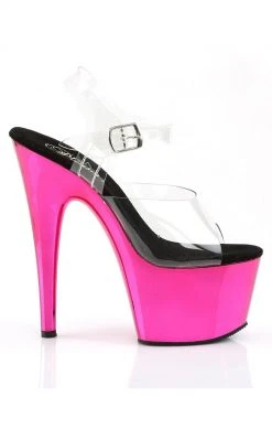 Pleaser ADORE-708 Clear & Hot Pink Chrome Heels