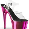 Pleaser ADORE-708 Clear & Hot Pink Chrome Heels