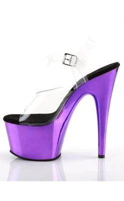 Pleaser ADORE-708 Clear & Purple Chrome Heels Pole Shoes