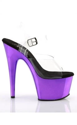 Pleaser ADORE-708 Clear & Purple Chrome Heels Pole Shoes