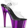 Pleaser ADORE-708 Clear & Purple Chrome Heels Pole Shoes
