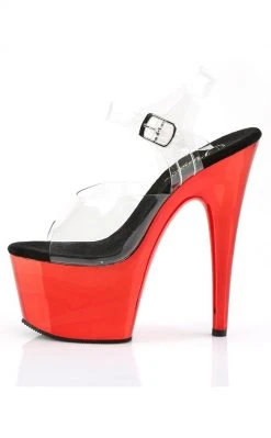 Pleaser ADORE-708 Clear & Red Chrome Heels Pole Shoes