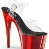 Pleaser ADORE-708 Clear & Red Chrome Heels Pole Shoes