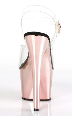 Pleaser Pole Shoes ADORE-708 Clear & Rose Gold Chrome Heels