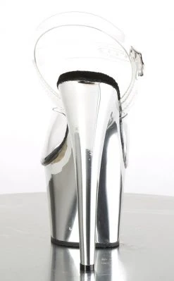 Pleaser Pole Shoes ADORE-708 Clear & Silver Chrome Heels