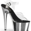 Pleaser Pole Shoes ADORE-708 Clear & Silver Chrome Heels
